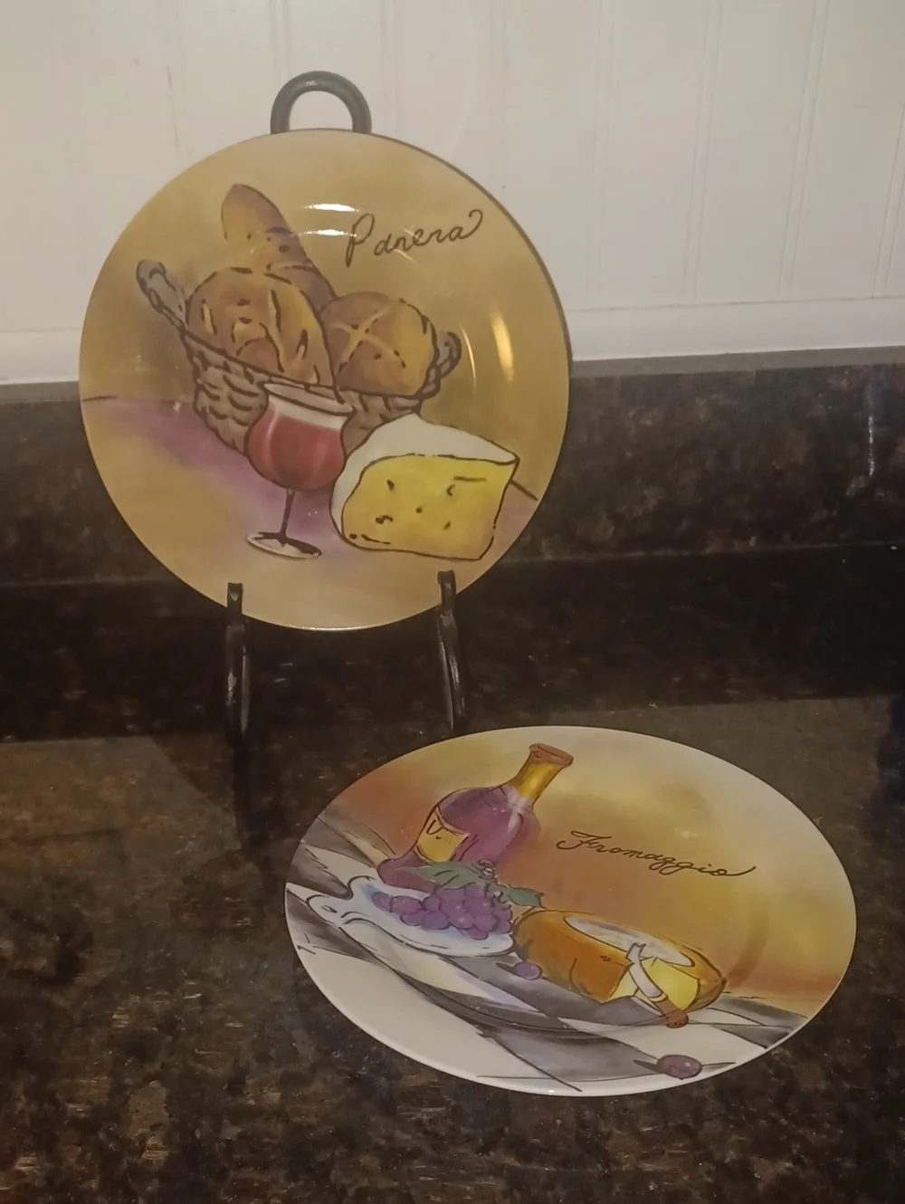 2 Vintage Pacific Island Creations Taste of Italy Appetizer Plates Panera Fromag